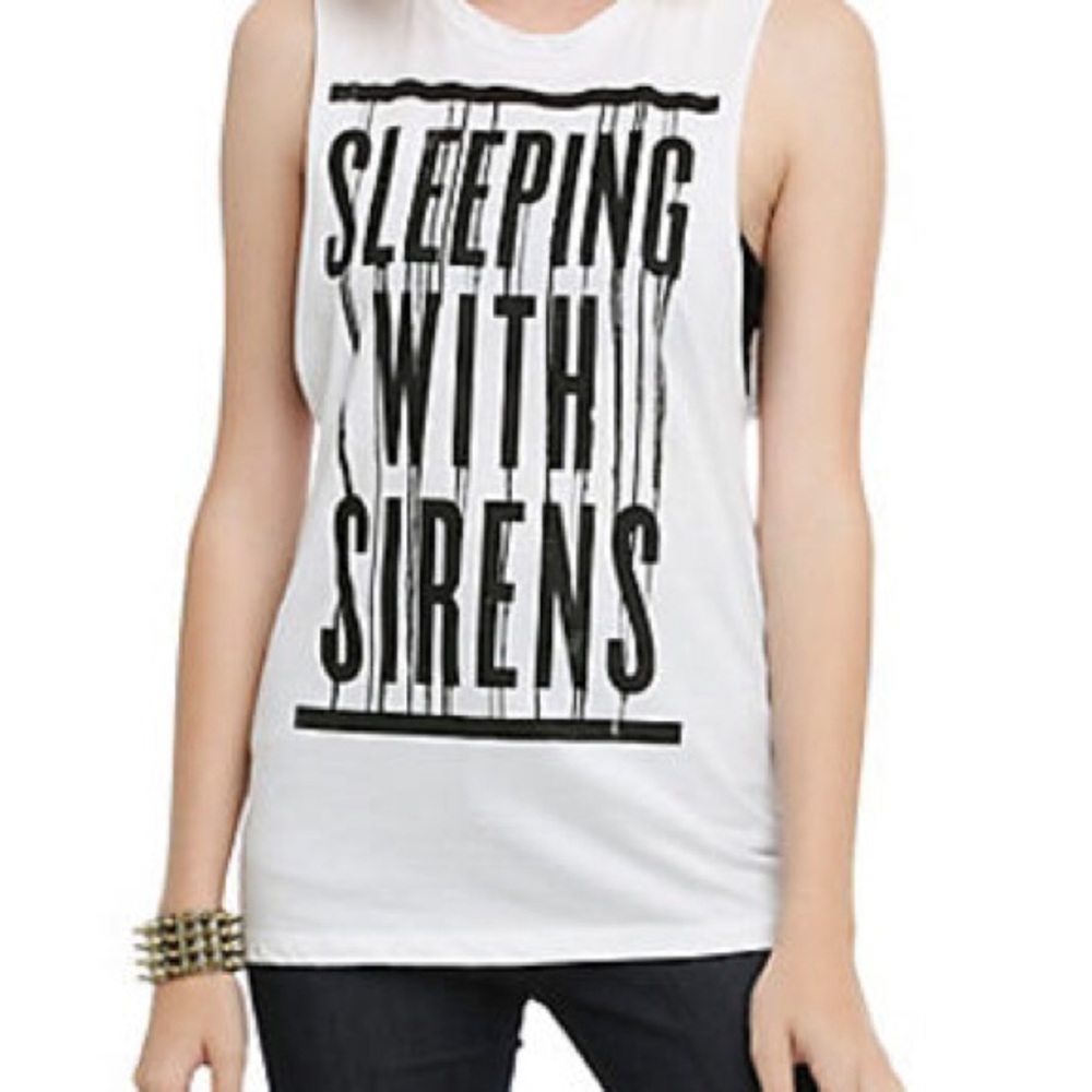 Sleeping With Sirens White Muscle Band Tee